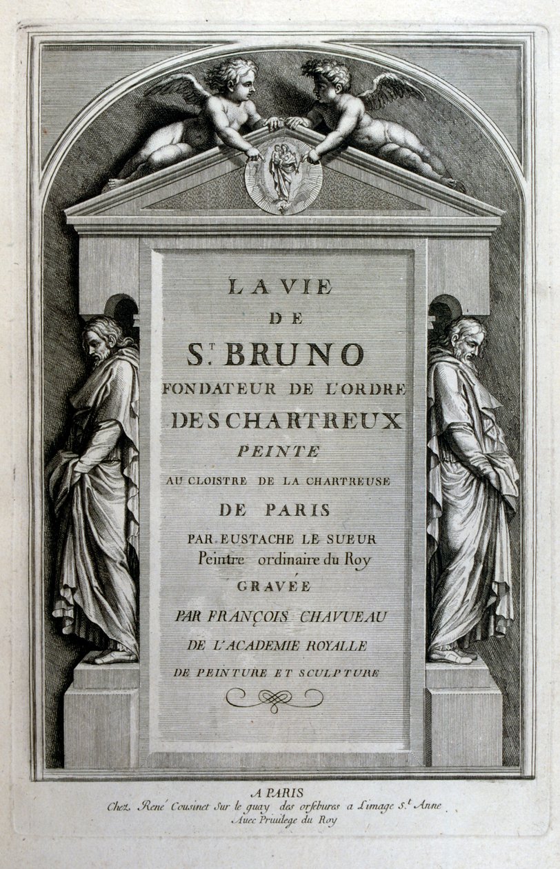 Grawer autorstwa Francois Chauveau 1680 „Życie św. Brunona” założyciela zakonu Chartreux autorstwa Francois Chauveau