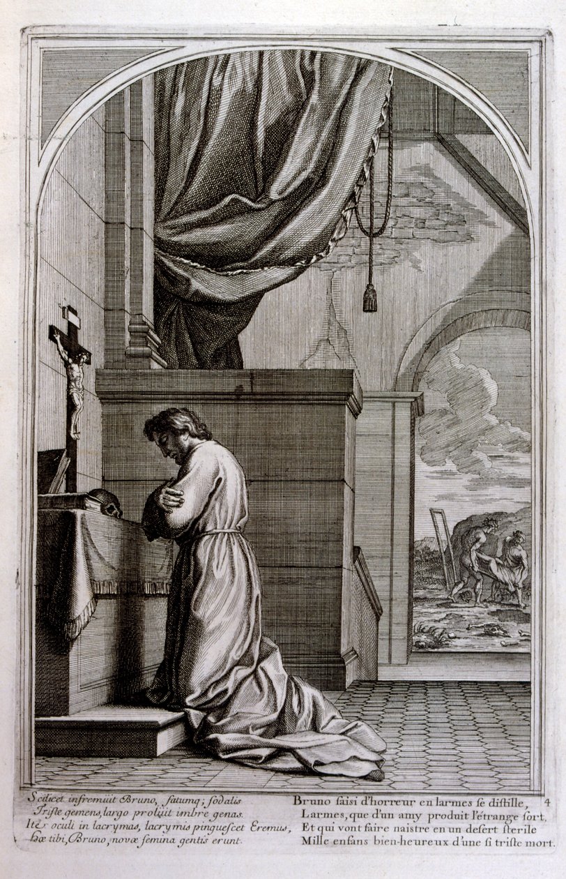 Grawer autorstwa Francois Chauveau 1680 „Życie św. Brunona” założyciela zakonu Chartreux autorstwa Francois Chauveau