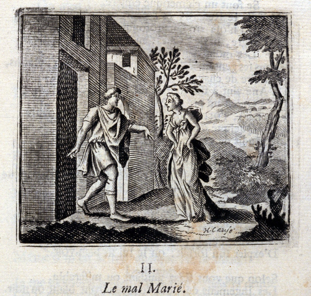 Zło się żeni. Bajki Jean de La Fontaine (1621-95). Ilustracja François Chauveau (1613-1676). Wydanie z 1728 r. autorstwa Francois Chauveau