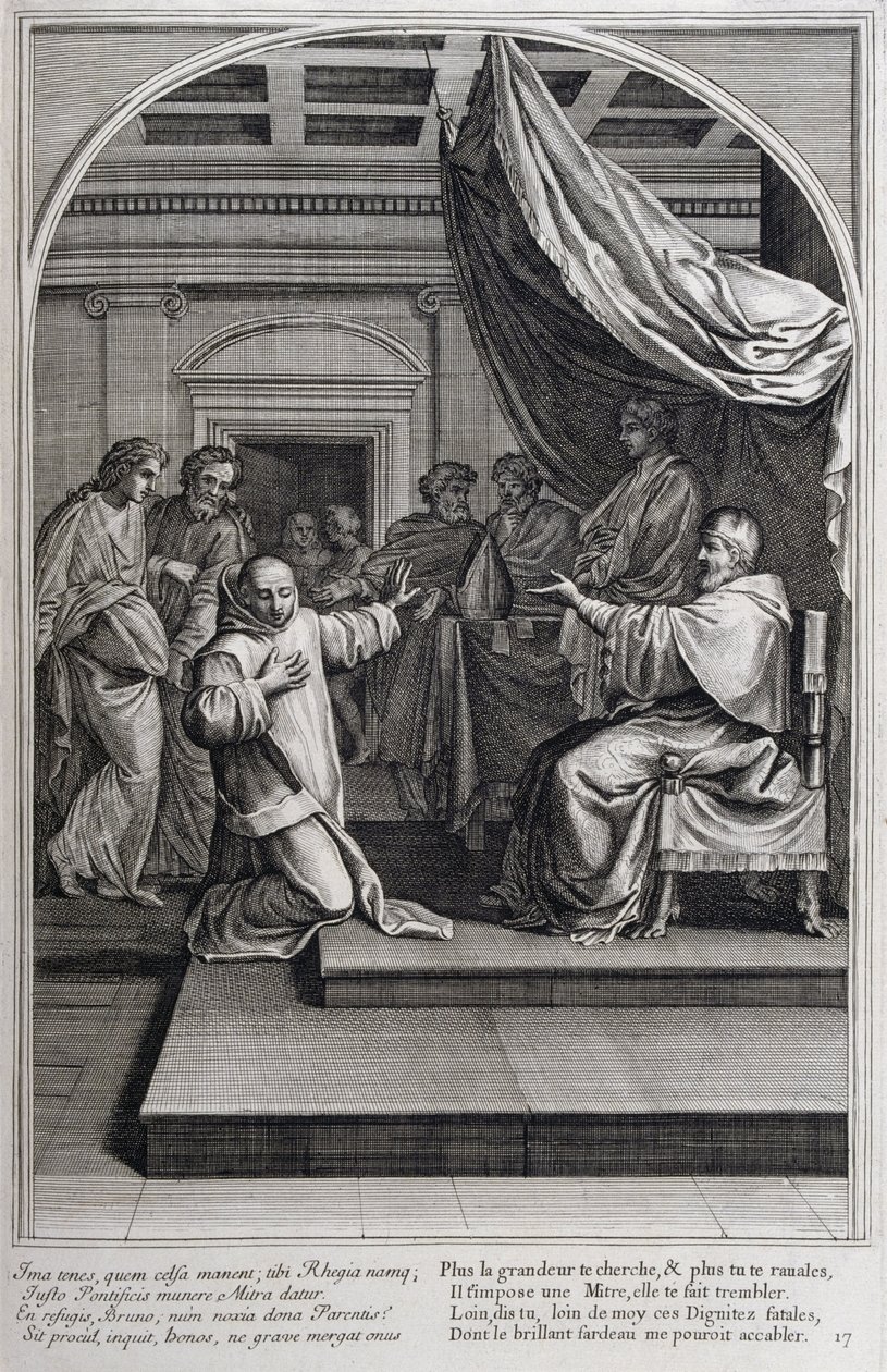 Ilustracja z „Życia św. Brunona, założyciela zakonu Chartreux” Paryż 1660. według obrazów Eustachego Le Sueura i grawerowana przez Fran Sois Chauveau ©UIG/Leemage autorstwa Francois Chauveau