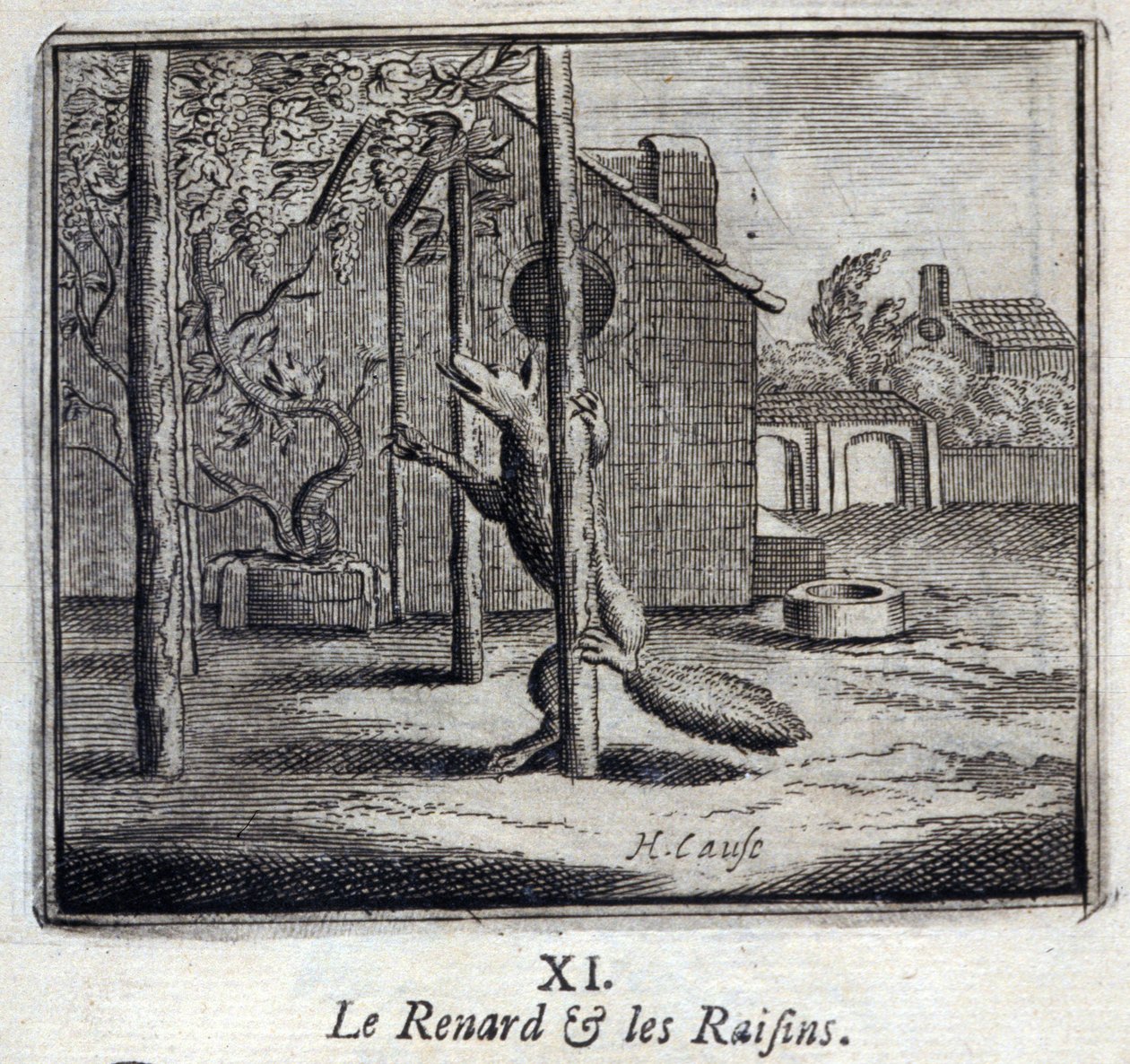 Ilustracja z „Bajek Jeana de la Fontaine” (lito) autorstwa Francois Chauveau