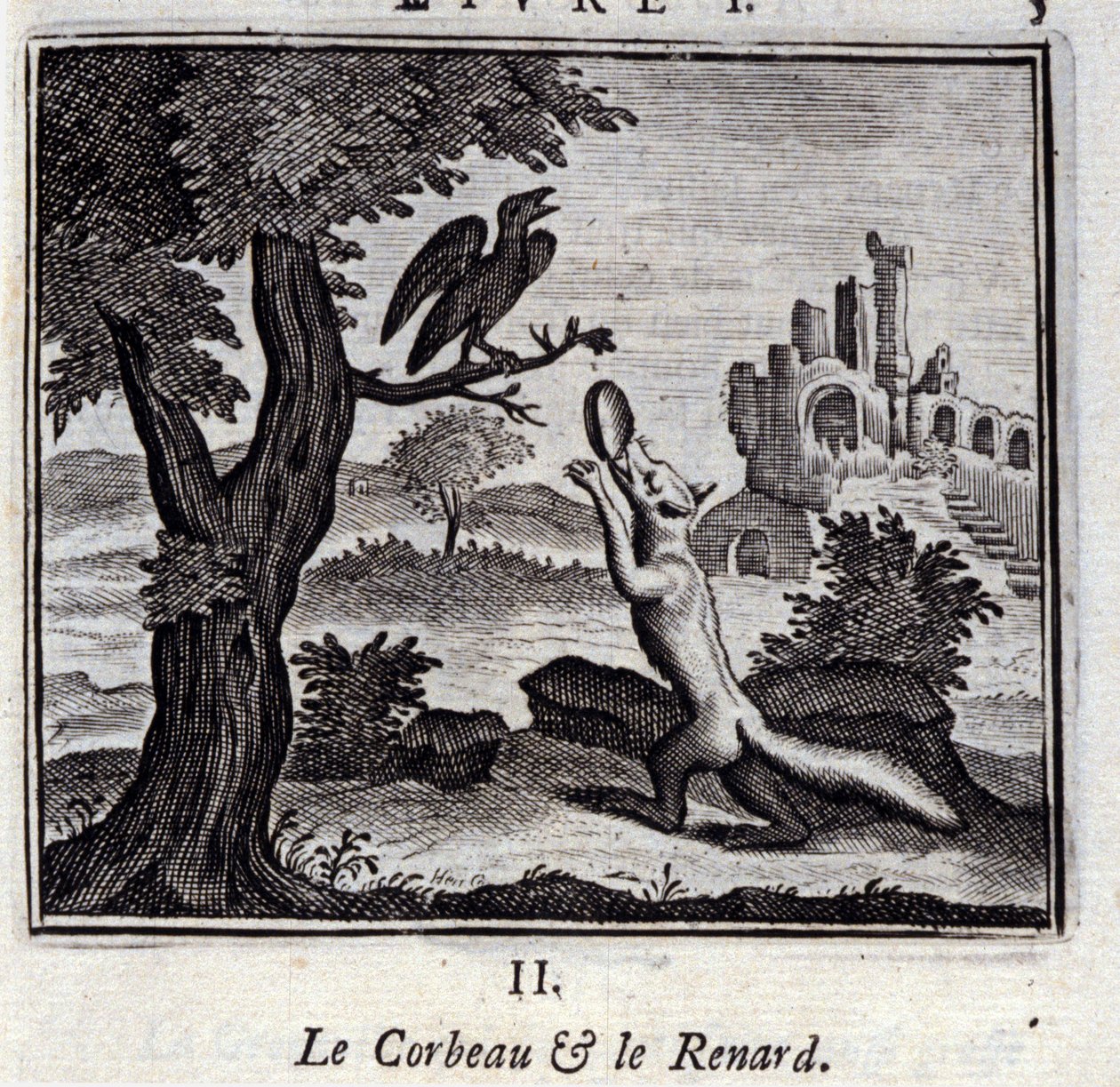 Ilustracja z „Bajek Jeana de la Fontaine” (lito) autorstwa Francois Chauveau