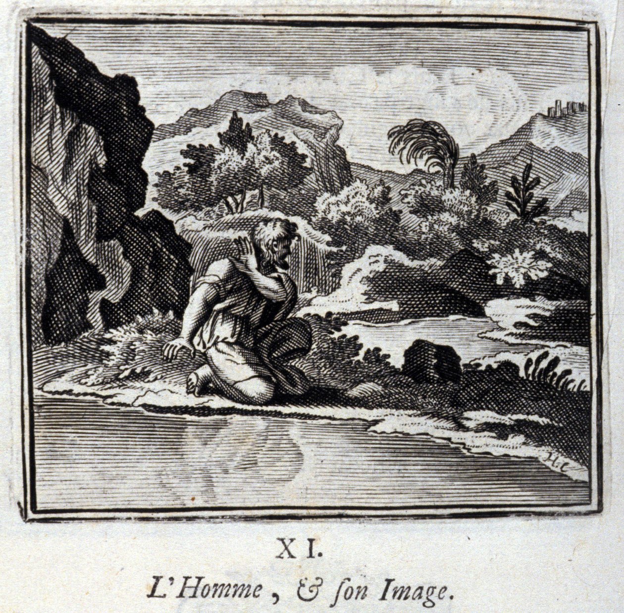 Człowiek i jego wizerunek. Bajki Jean de La Fontaine (1621-95). Ilustracja Francois Chauveau (1613-1676). Wydanie z 1728 r. autorstwa Francois Chauveau