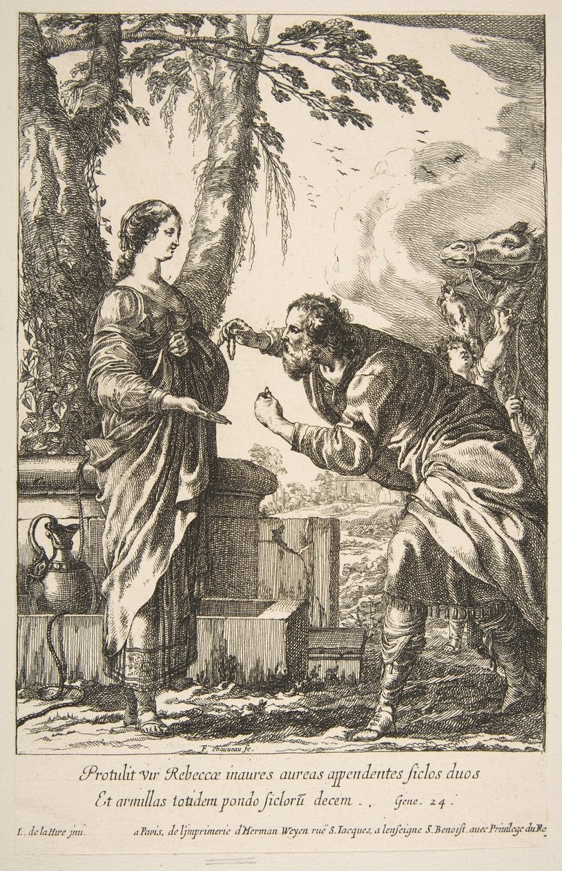Rebeka i Eliezer. autorstwa Francois Chauveau