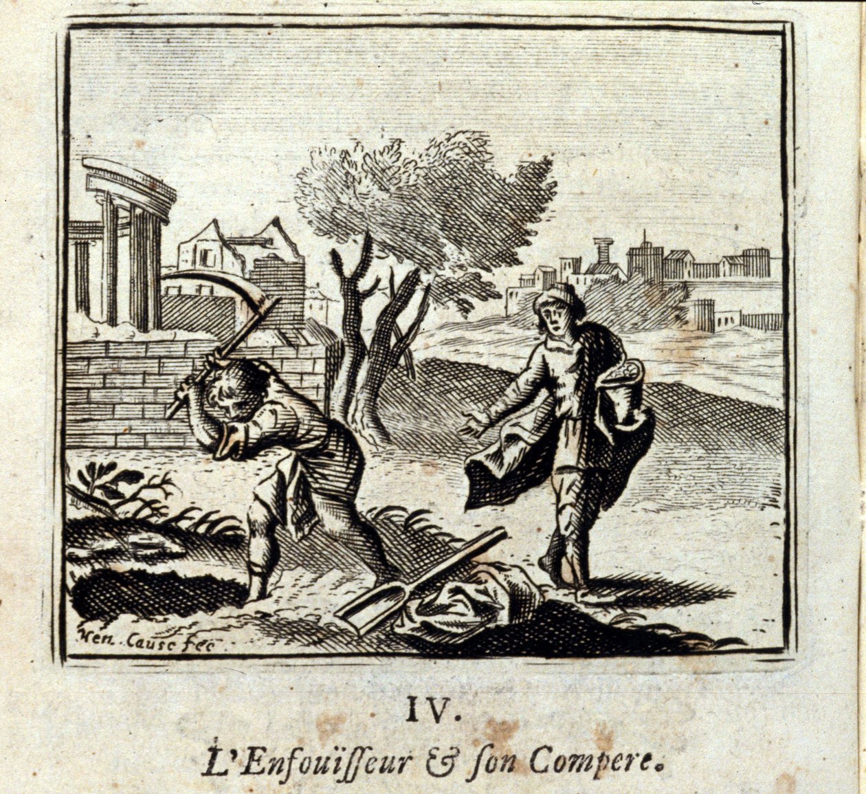 Palnik i jego konkurencja. Bajki Jean de La Fontaine (1621-95). Ilustracja Francois Chauveau (1613-1676). Wydanie z 1728 r. autorstwa Francois Chauveau