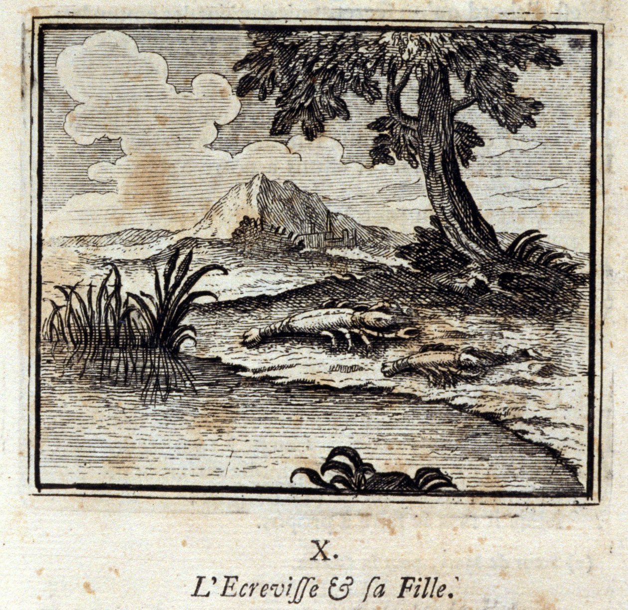Crevisse i jego córka. Bajki Jean de La Fontaine (1621-95). Ilustracja François Chauveau (1613-1676). Wydanie z 1728 r. autorstwa Francois Chauveau