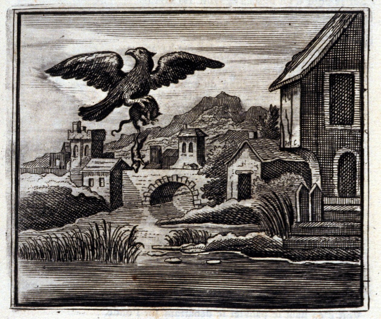 Żaba i szczur. Bajki Jean de La Fontaine (1621-95). Ilustracja Francois Chauveau (1613-1676). Wydanie z 1728 r. autorstwa Francois Chauveau