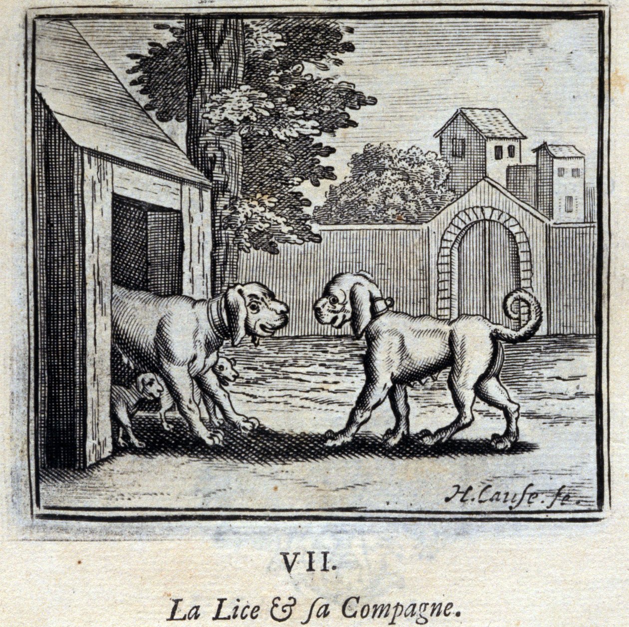 Wszy i jej towarzysz. Bajki Jean de La Fontaine (1621-95). Ilustracja Francois Chauveau (1613-1676). Wydanie z 1728 r. autorstwa Francois Chauveau