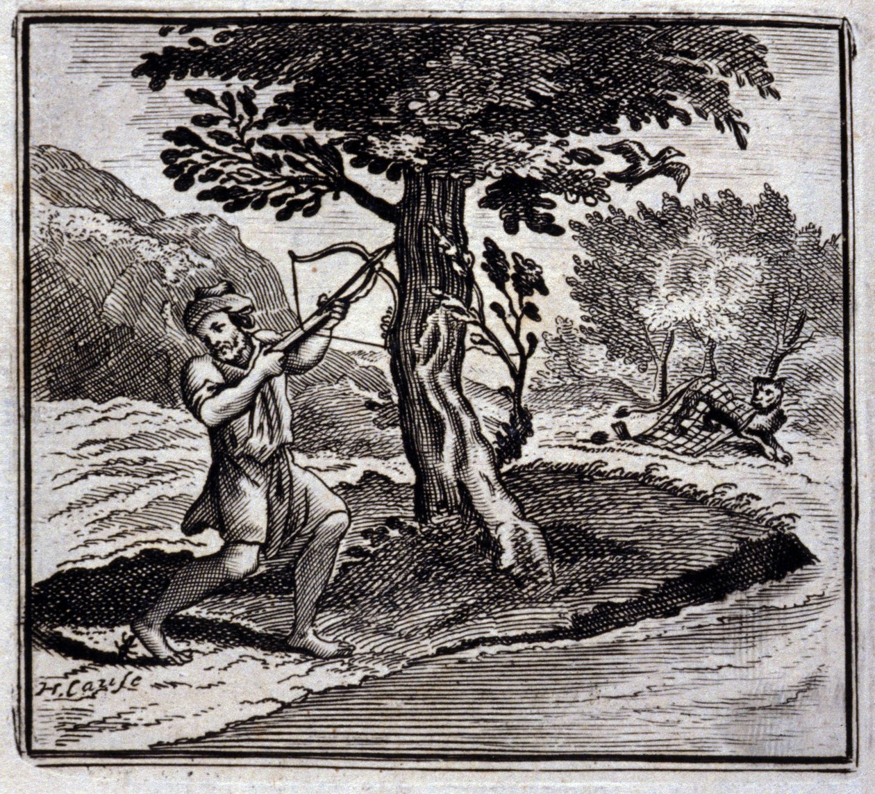 Lew i szczur. Bajki Jean de La Fontaine (1621-95). Ilustracja Francois Chauveau (1613-1676). Wydanie z 1728 r. autorstwa Francois Chauveau