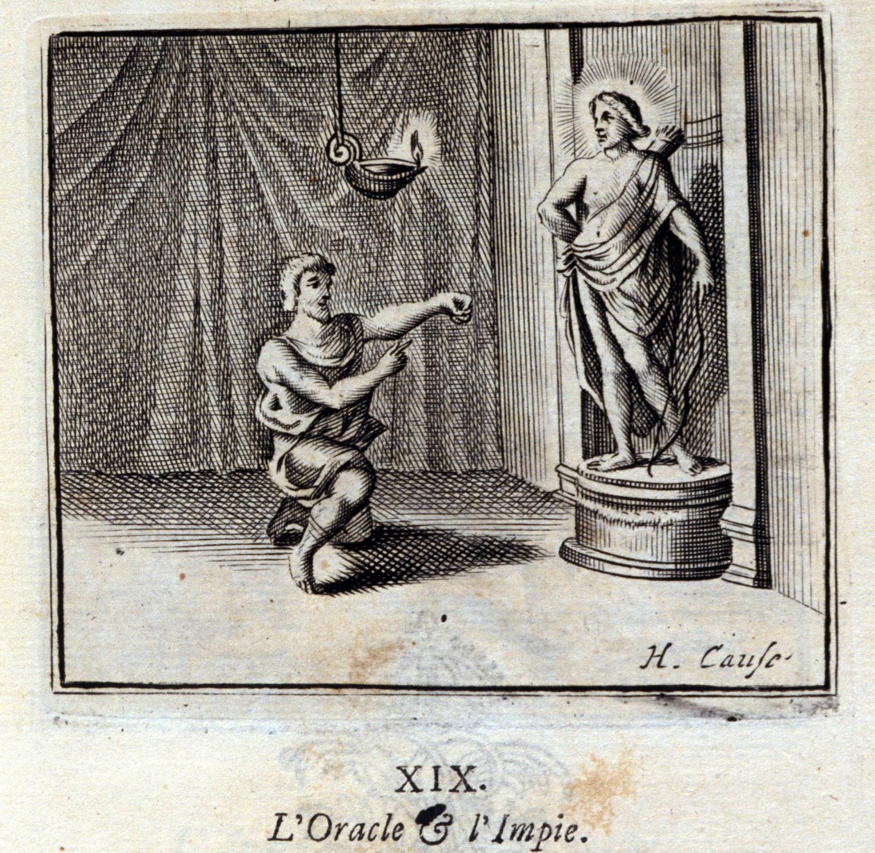 Wyrocznia i bezbożni. Bajki Jean de La Fontaine (1621-95). Ilustracja Francois Chauveau (1613-1676). Wydanie z 1728 r. autorstwa Francois Chauveau