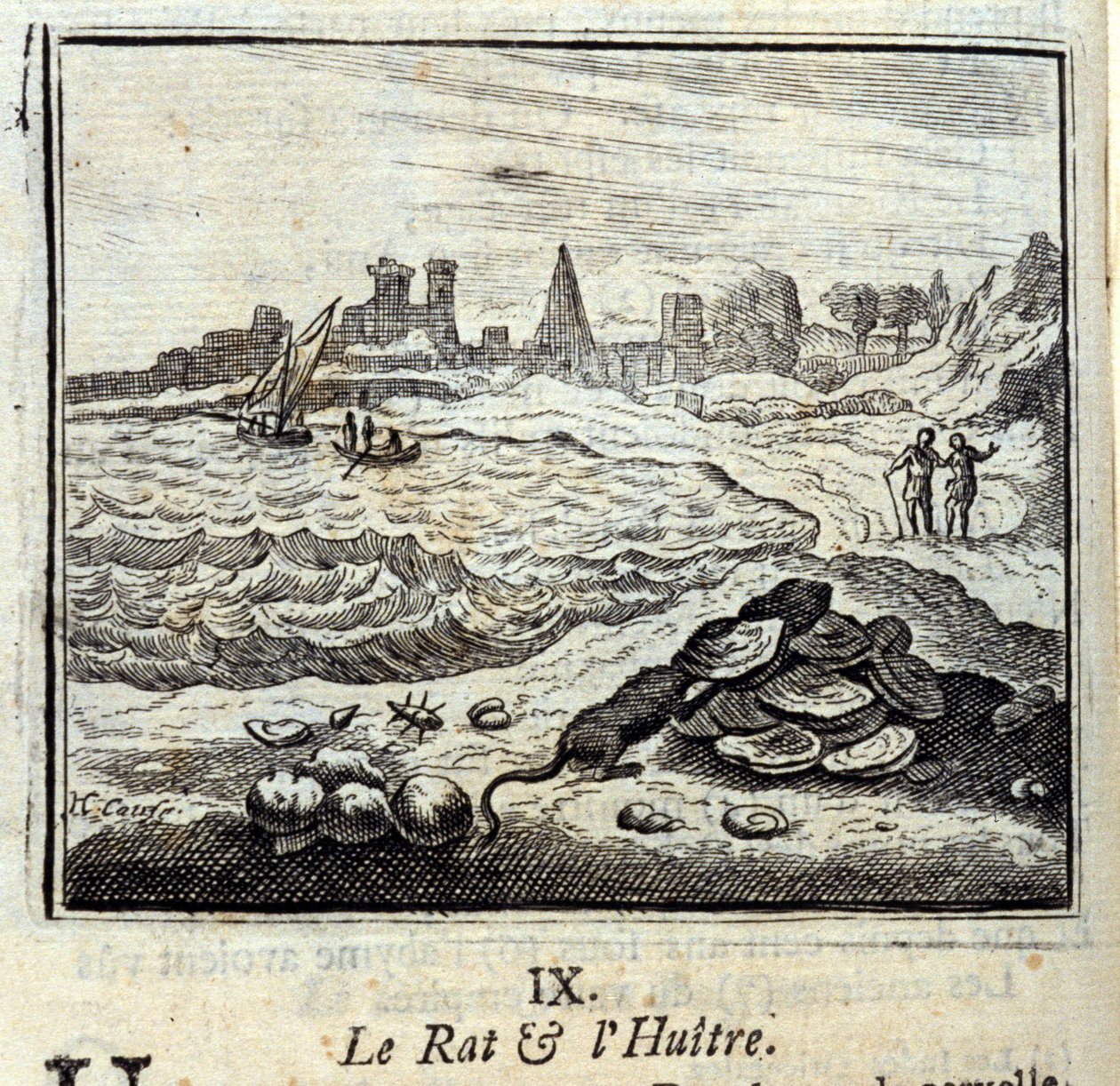 Szczur i Oyer. Bajki Jean de La Fontaine (1621-95). Ilustracja Francois Chauveau (1613-1676). Wydanie z 1728 r. autorstwa Francois Chauveau