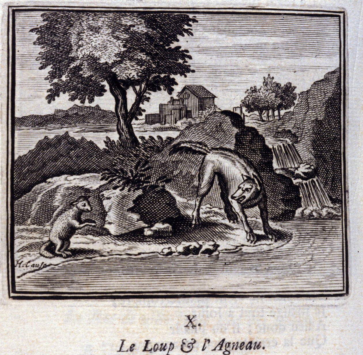Wilk i Baranek. Bajki Jean de La Fontaine (1621-95). Ilustracja François Chauveau (1613-1676). Wydanie z 1728 r. autorstwa Francois Chauveau