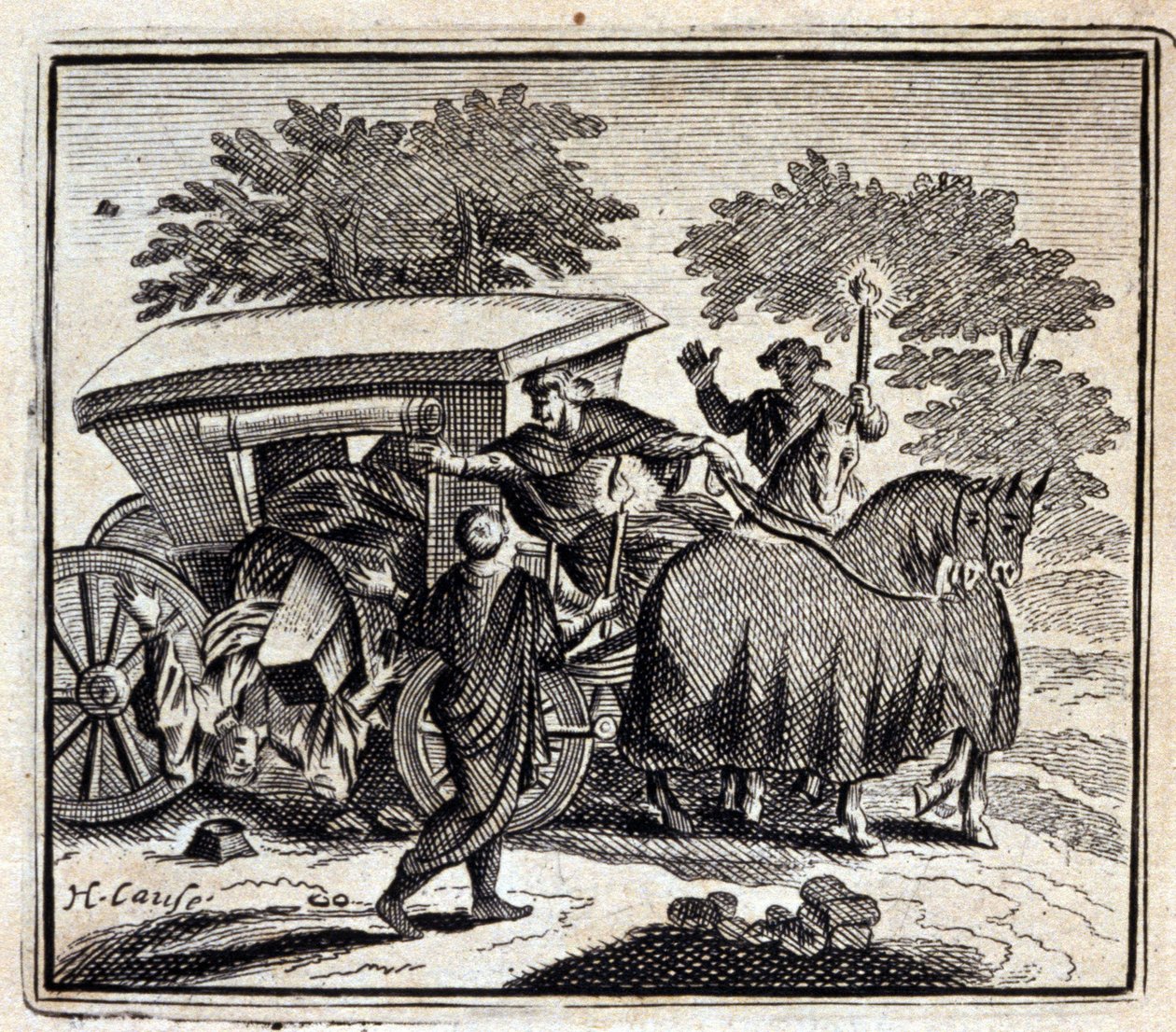 Uzdrowienie i śmierć. Bajki Jean de La Fontaine (1621-95). Ilustracja François Chauveau (1613-1676). Wydanie z 1728 r. autorstwa Francois Chauveau