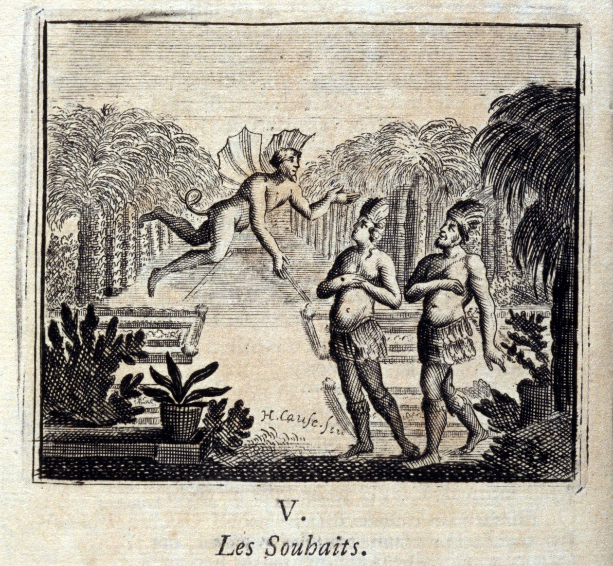 Życzenia. Bajki Jean de La Fontaine (1621-95). Ilustracja François Chauveau (1613-1676). Wydanie z 1728 r. autorstwa Francois Chauveau