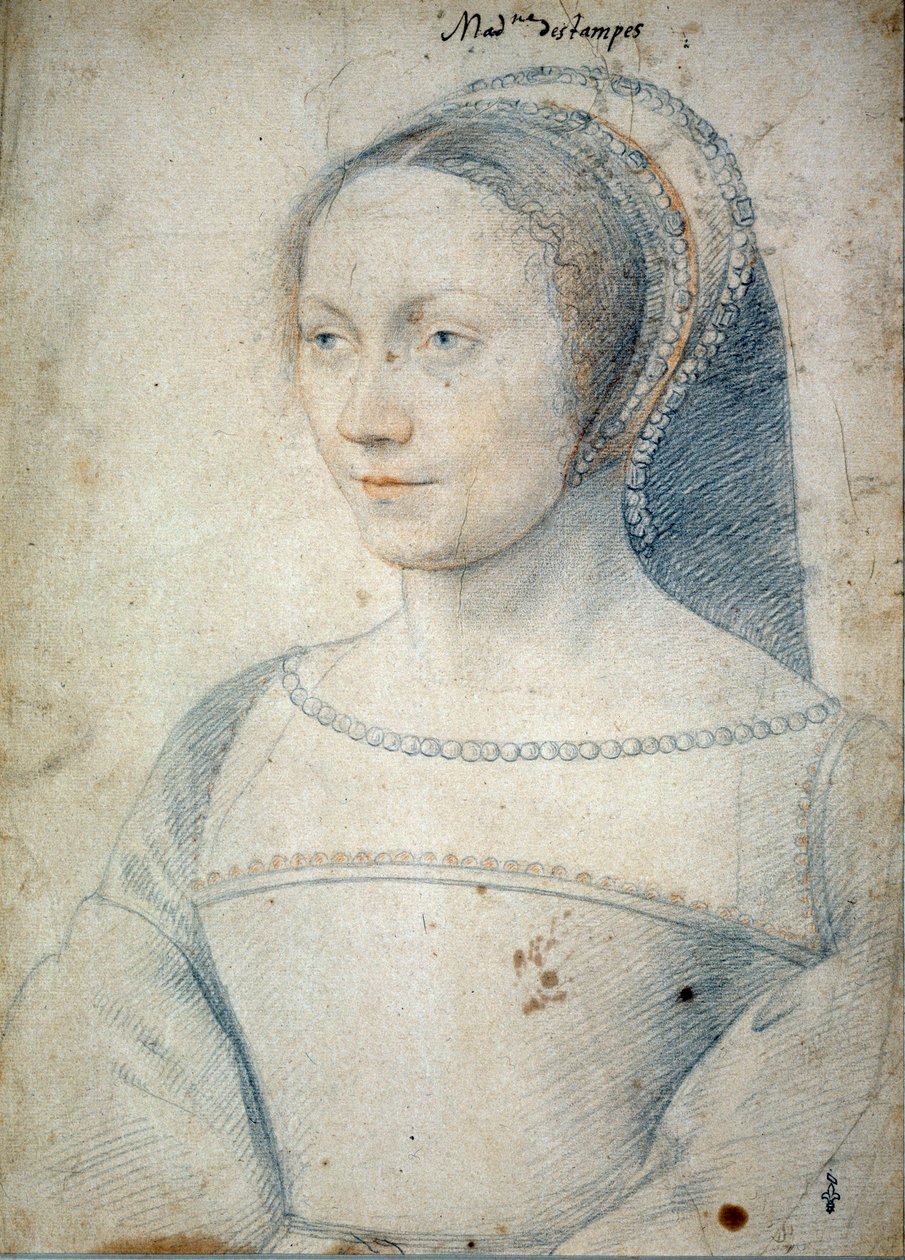 Portret Anny de Pisseleu, żony Jeana de Brush, księżnej Etampes (1508-1576). Rysunek z czarnym kamieniem i krwią Francois Clouet (1515-1572) autorstwa François Clouet