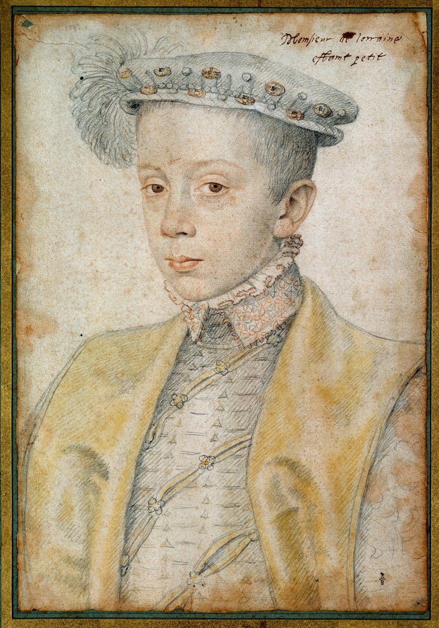 Portret Karola II, księcia Lotaryngii i Baru (1543-1608). Rysunek krwi i czarnego kamienia – Clouet Francois (1515-1572) autorstwa François Clouet