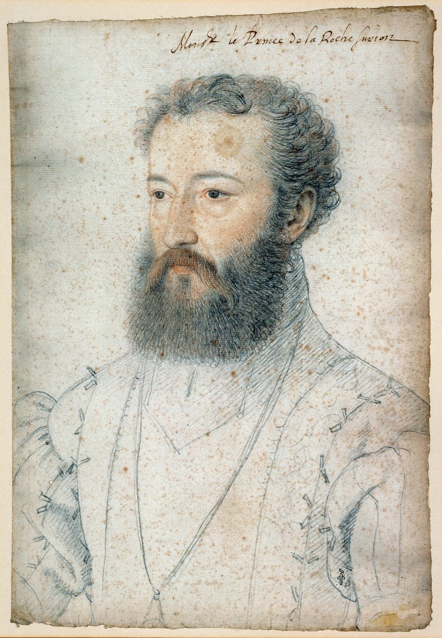 Portret Charlesa de Bourbon, księcia La Roche-sur-Yon (1515-1565). Rysunek krwi i czarnego kamienia – Clouet Francois (1515-1572) autorstwa François Clouet