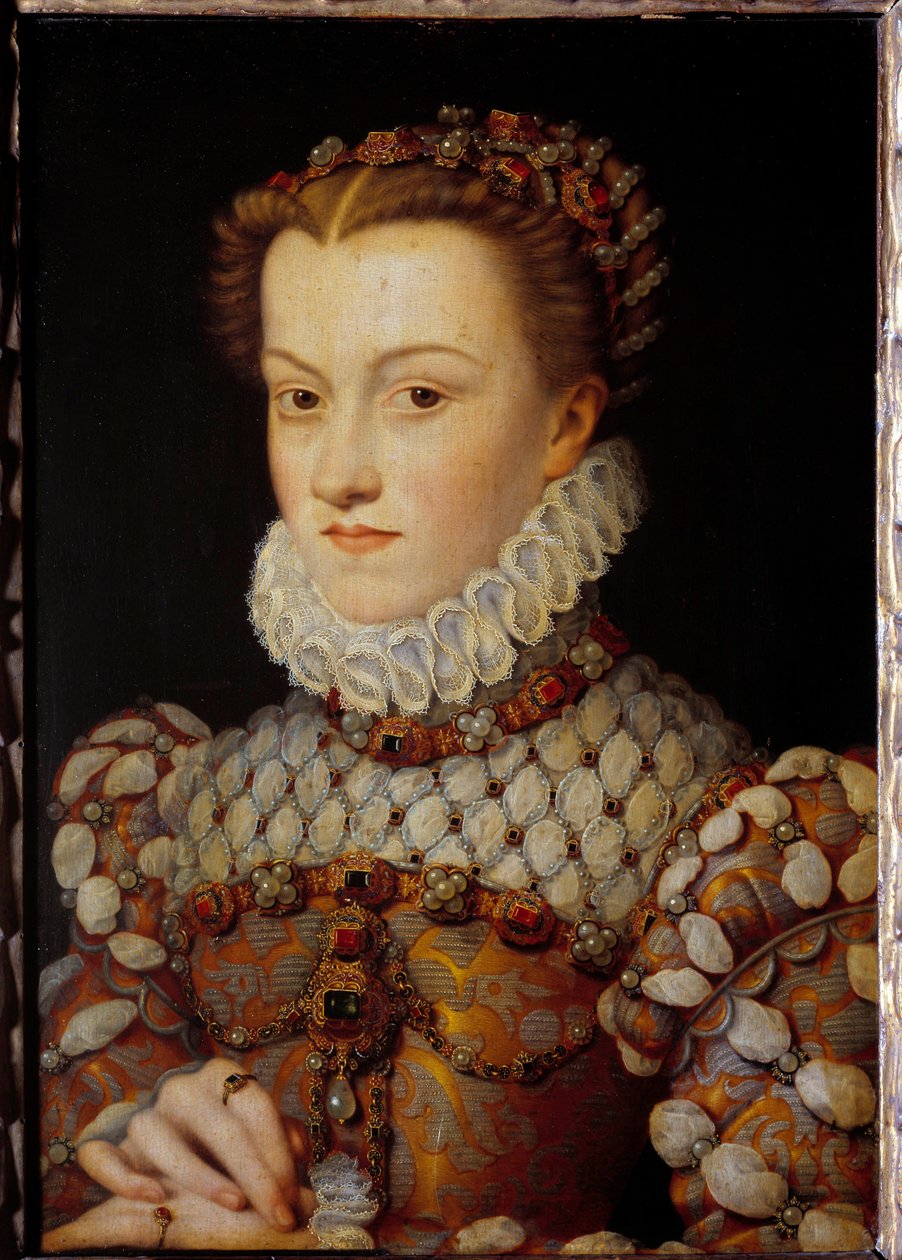 Portret Elżbiety Austriackiej (1554-1592) Królowej Francji, żony Karola IX Obraz Francois Cloueta (1515-1572) ok. 1571 nd. 0,36x0,26 m - Portret Elżbiety Austriackiej (1554-1592), królowej Francji, żony Karola IX. Obraz Francois C autorstwa François Clouet