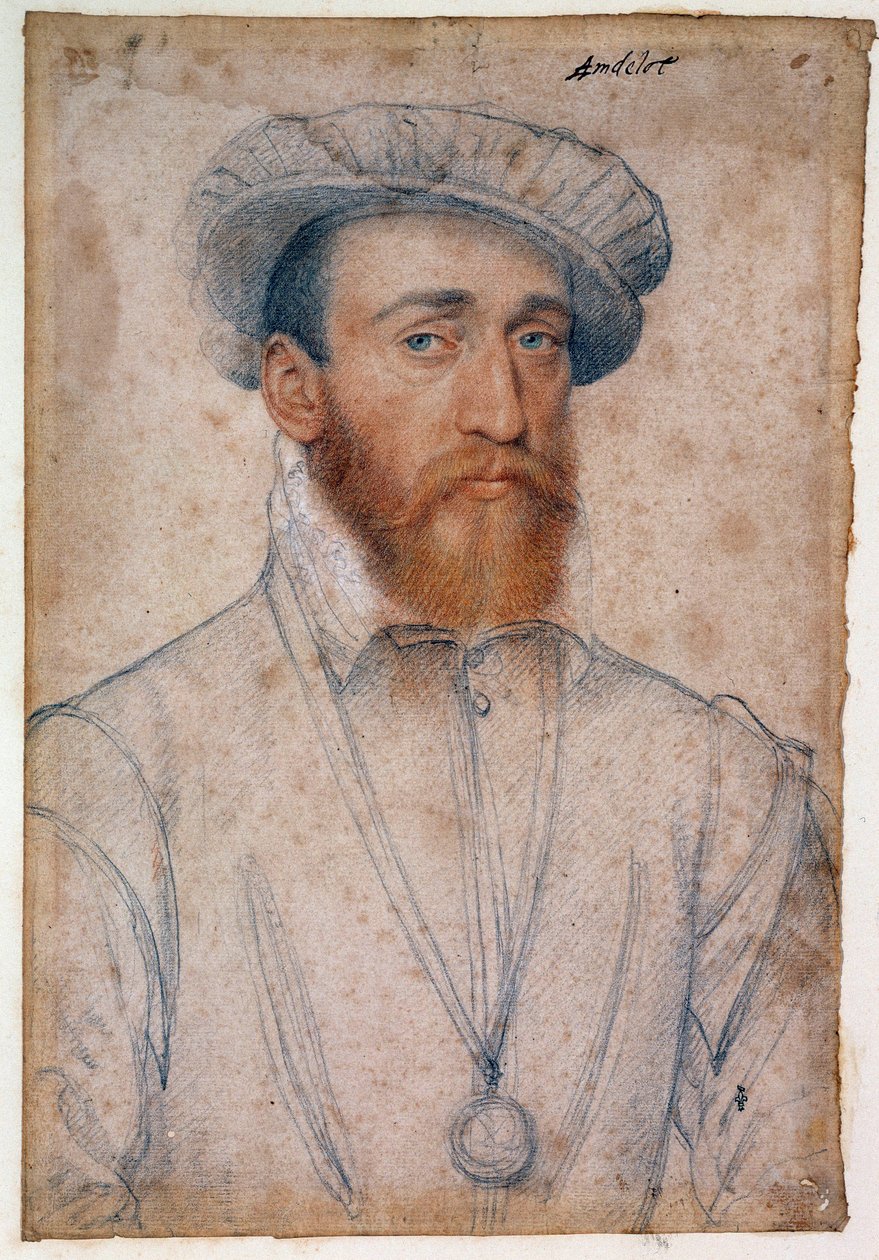 Portret Francois de Coligny, pana Andelot (1521-1569). Rysunek krwi i czarnego kamienia – Clouet Francois (1515-1572) autorstwa François Clouet