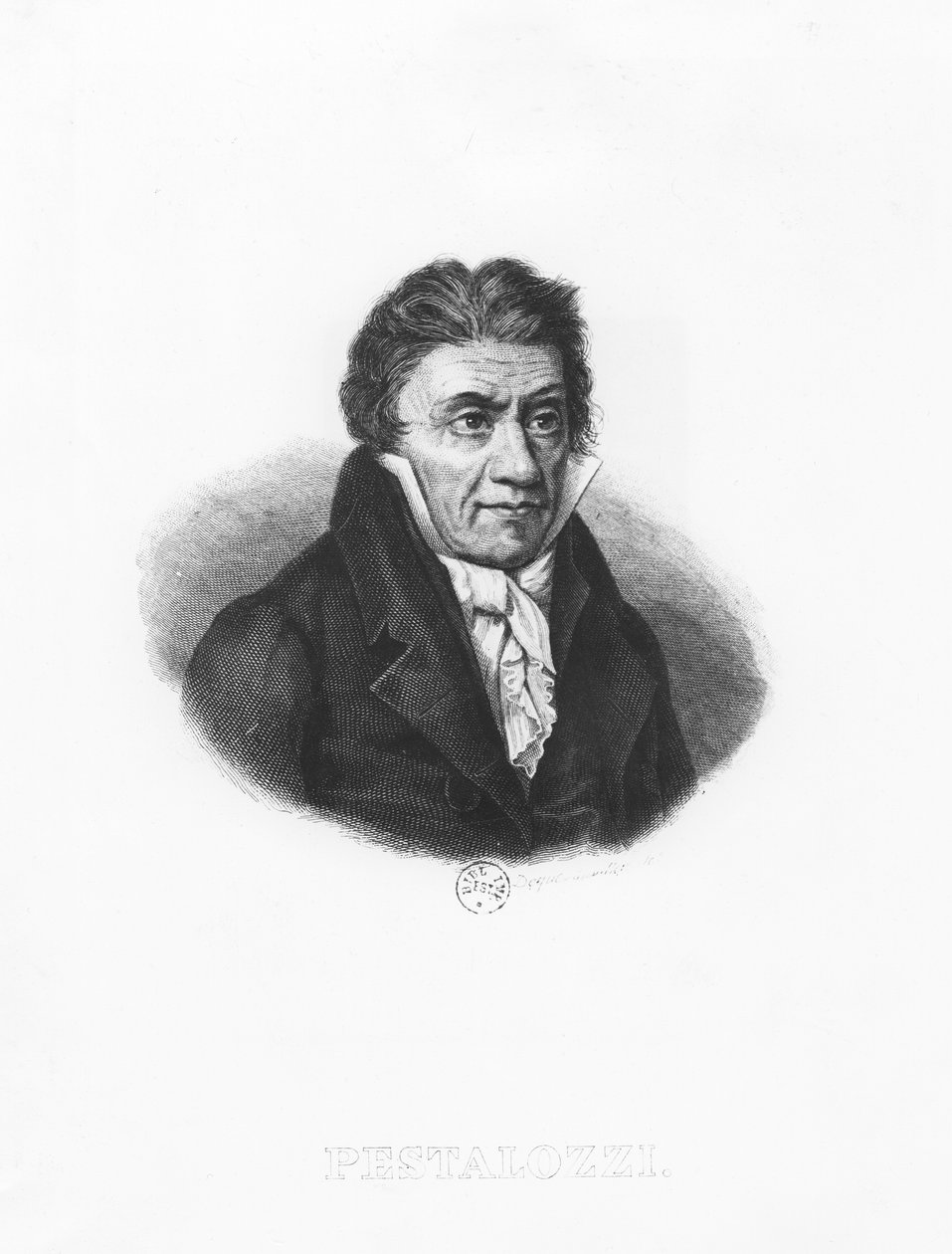 Portret Johanna Heinricha Pestalozzi autorstwa Francois Dequevauviller