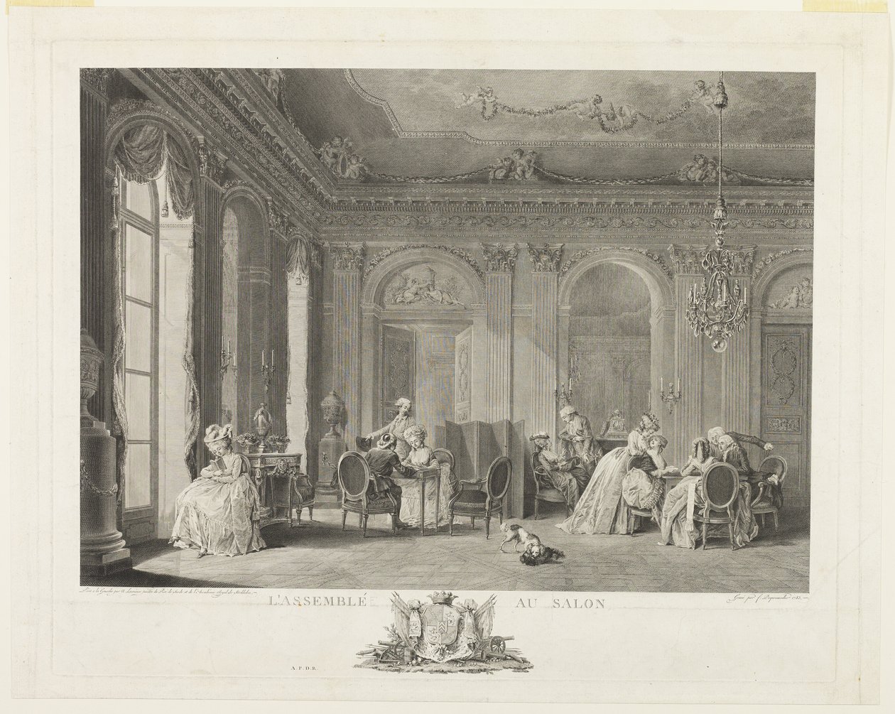 Zgromadzenie w salonie autorstwa Francois Dequevauviller