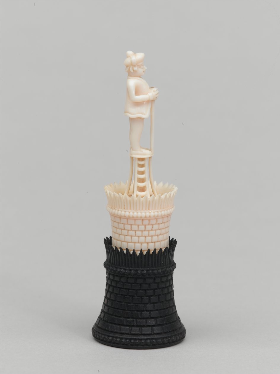 Czarna wieża, figura szachowa, Indie, ok. 1820 r autorstwa Francois Dubois