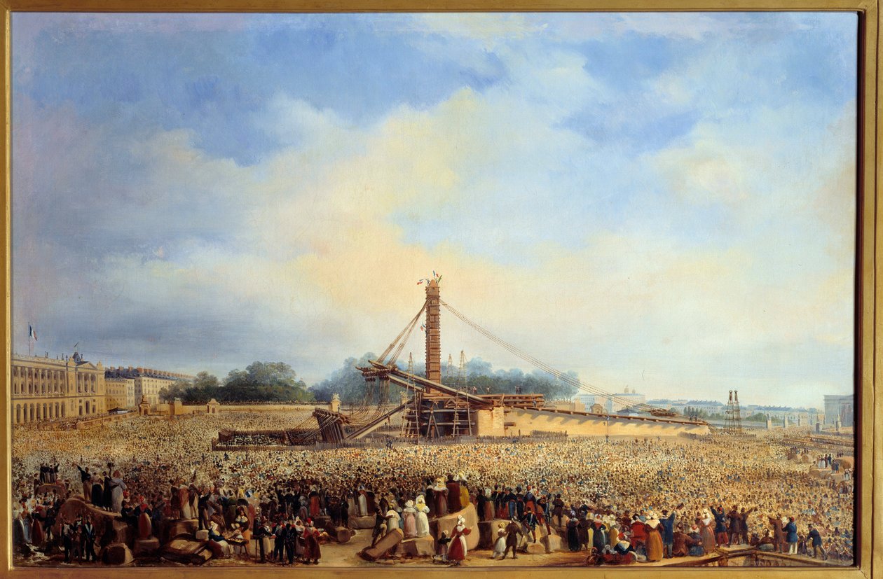 Wzniesienie obelisku de Luxor place de la concorde w Paryżu (25 października) autorstwa Francois Dubois