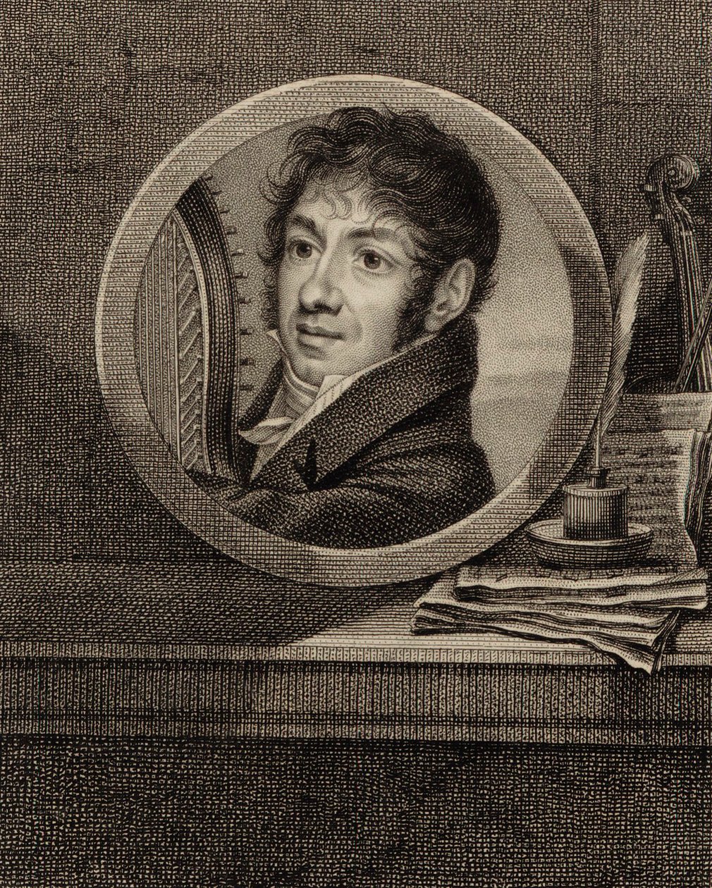 Portret harfisty i kompozytora Jeana-Aimé Verniera 1769-1840 , ok. 1930 r. 1800. autorstwa Francois Dumont