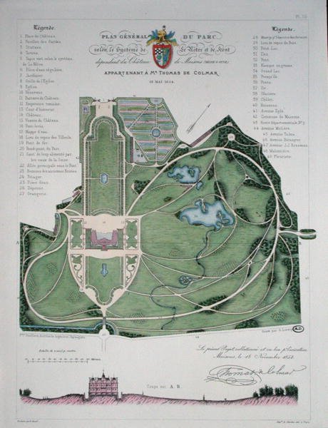 Plan generalny Ogrodu Chateau de Maisons należącego do Thomasa de Colmar, rytowany przez G. Lorsignola autorstwa Francois Duvillers