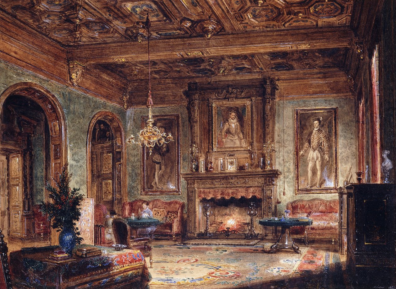 Salon w Chateau de Marchais, 1852 r. autorstwa Francois Edme Ricois