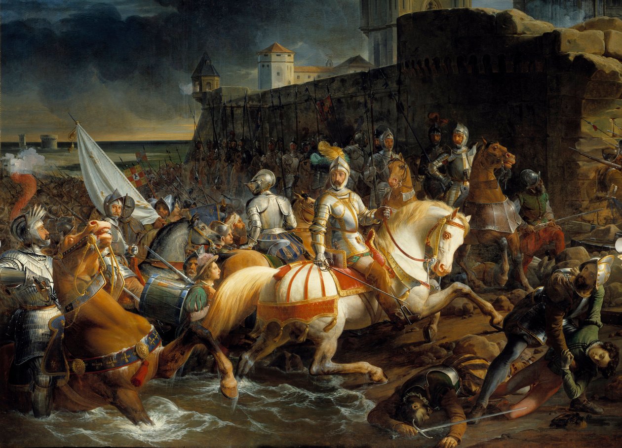 Zdobycie Calais przez Franciszka I Guise, księcia Aumale (1519-1563), 9 stycznia autorstwa Francois Edouard Picot