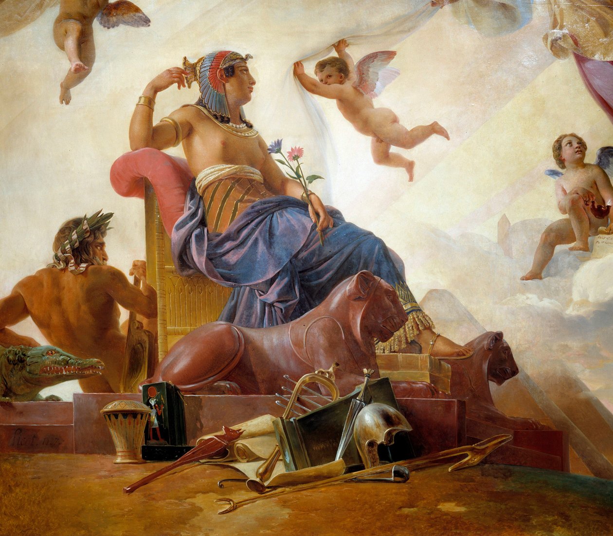 Badanie i Genia ujawniają starożytny Egipt Grecji Szczegół reprezentujący Egipt. Obraz Francois Edouard Picot (1786-1868) XIX wiek autorstwa Francois Edouard Picot