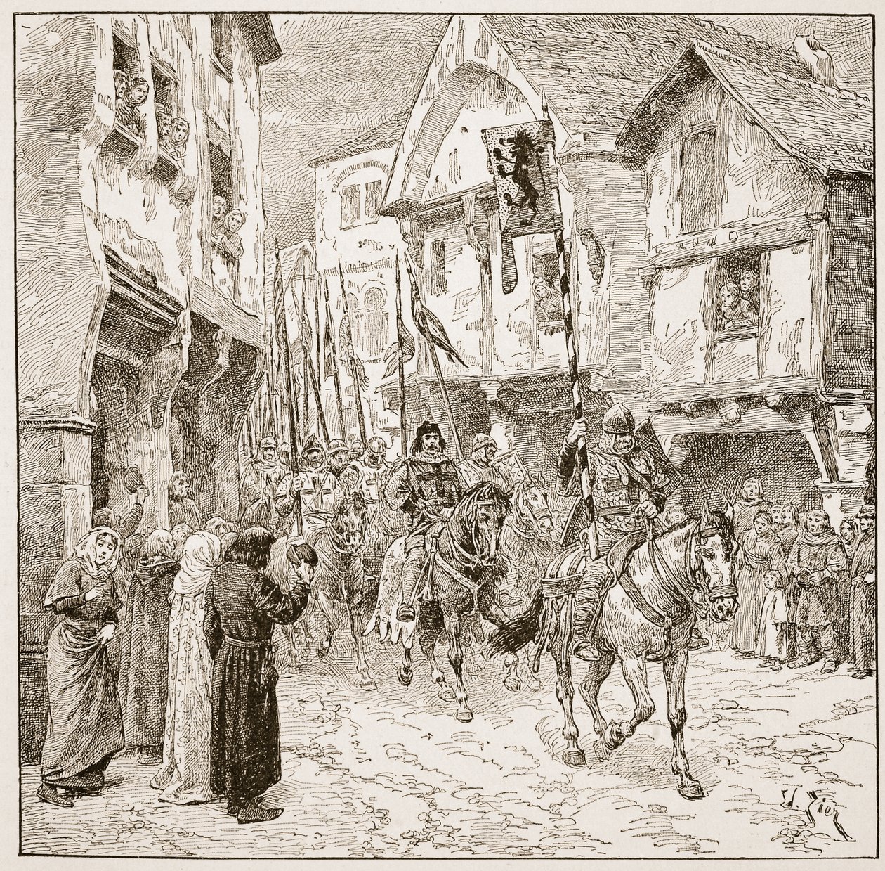 Wyjazd księcia Roberta do Ziemi Świętej, ilustracja z „Kościoła anglikańskiego: historia dla ludu” autorstwa H.D.M. Spence-Jones, wyd. ok. 1910 (zdjęcie w sepii) autorstwa Francois Edouard Zier