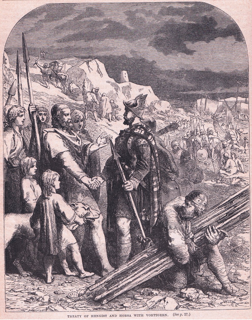 Traktat Hengist i Horsa z Vortigern AD 600 autorstwa Francois Edouard Zier