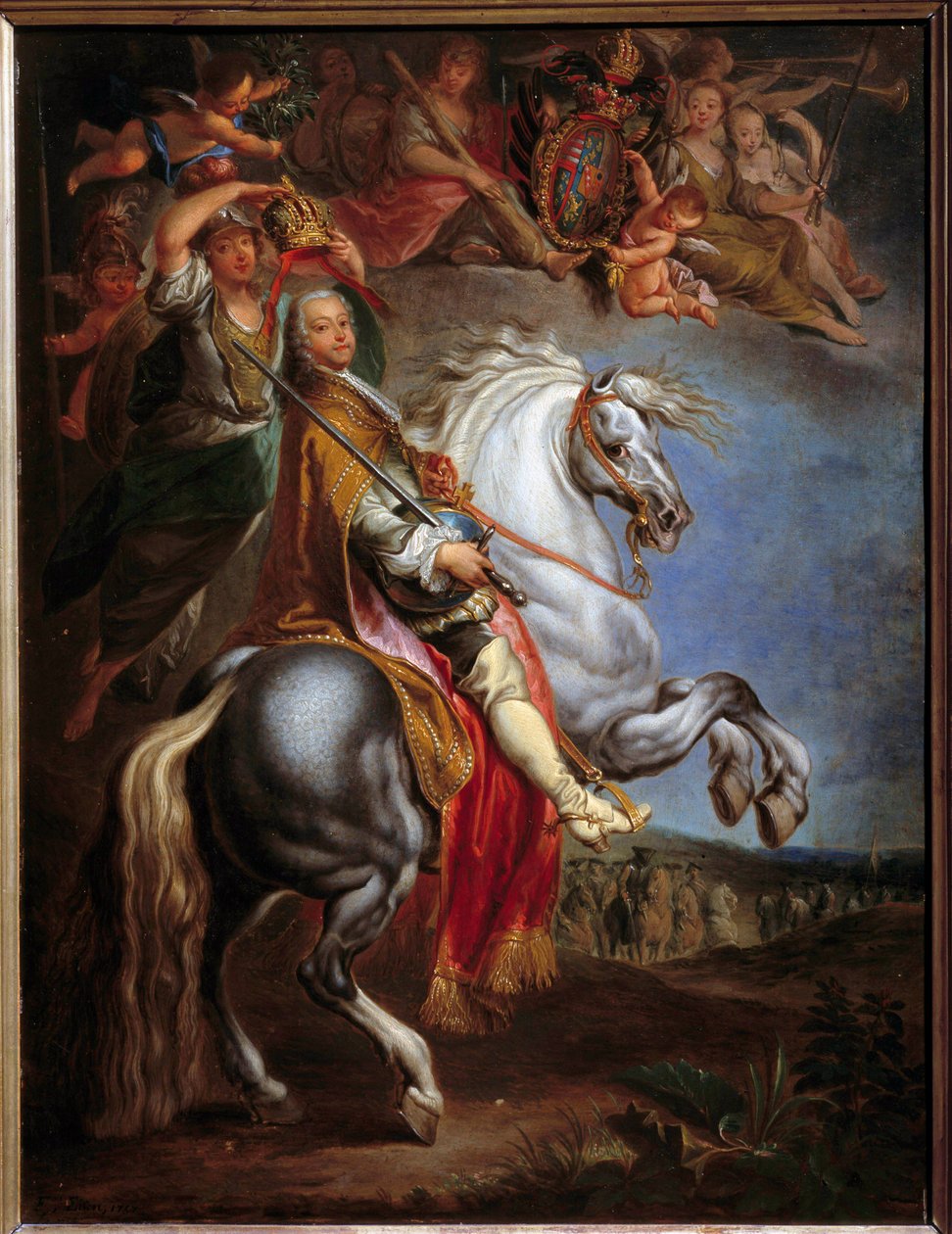 Portret konny Franciszka III (1708-1765), księcia Lotaryngii, następnie cesarza germańskiego i wielkiego księcia Toskanii, małżonka Marii Teresy Austrii (1717-1780) Obraz Francois Eisena (1695-1778) autorstwa Francois Eisen