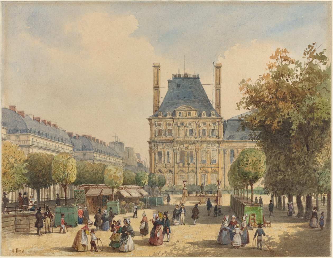 Rue de Rivoli i Pavillon Marsan autorstwa Francois Etienne Villeret