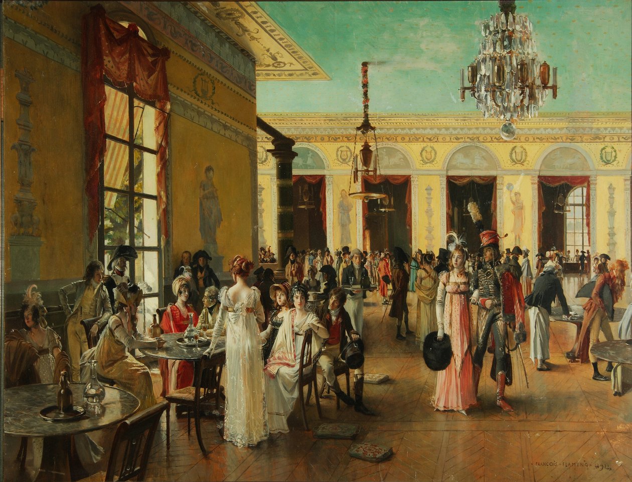 Café Frascati Scena z czasów Napoleona=, 1893 autorstwa Francois Flameng