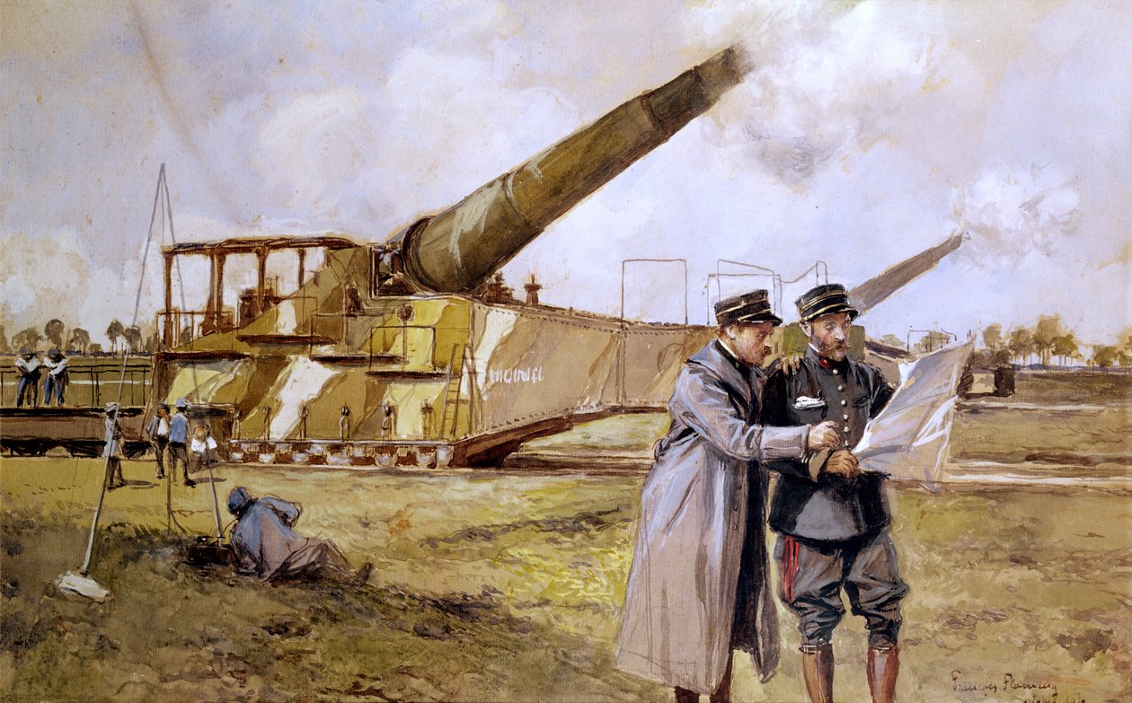 Ciężka artyleria na kolei, październik 1916 autorstwa Francois Flameng