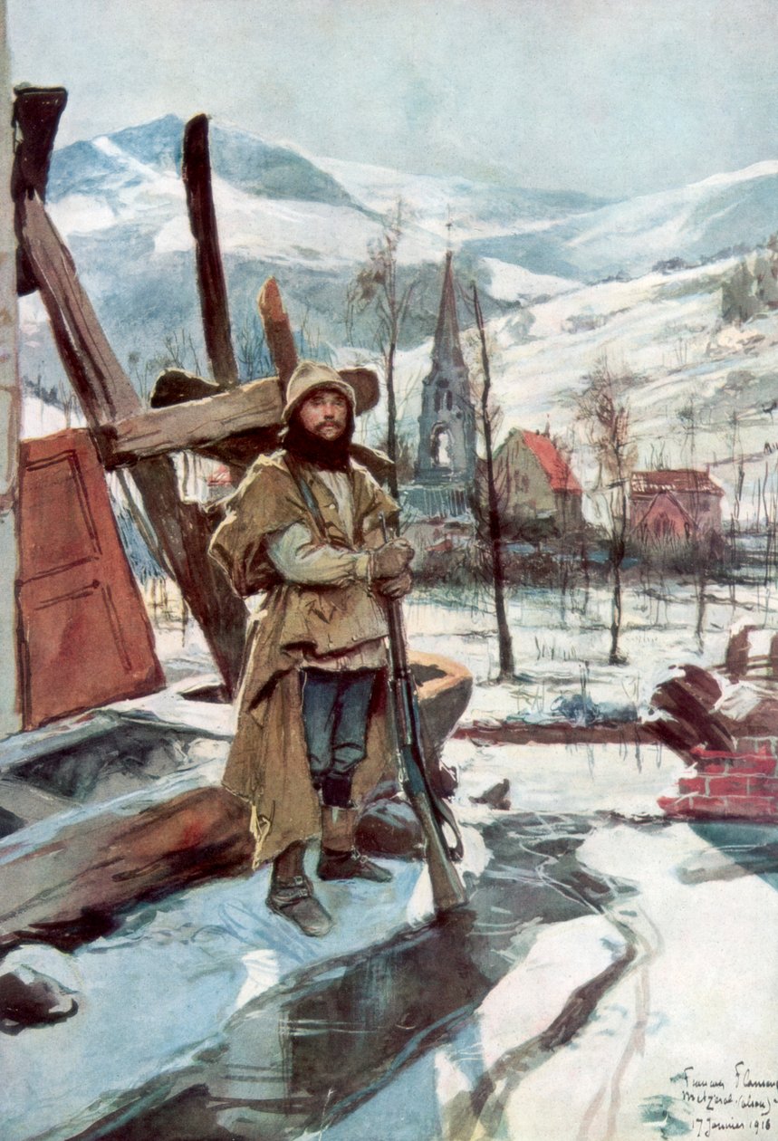 Stała straż w pobliżu Metzeral, Alzacja, styczeń 1916, 1926. autorstwa Francois Flameng