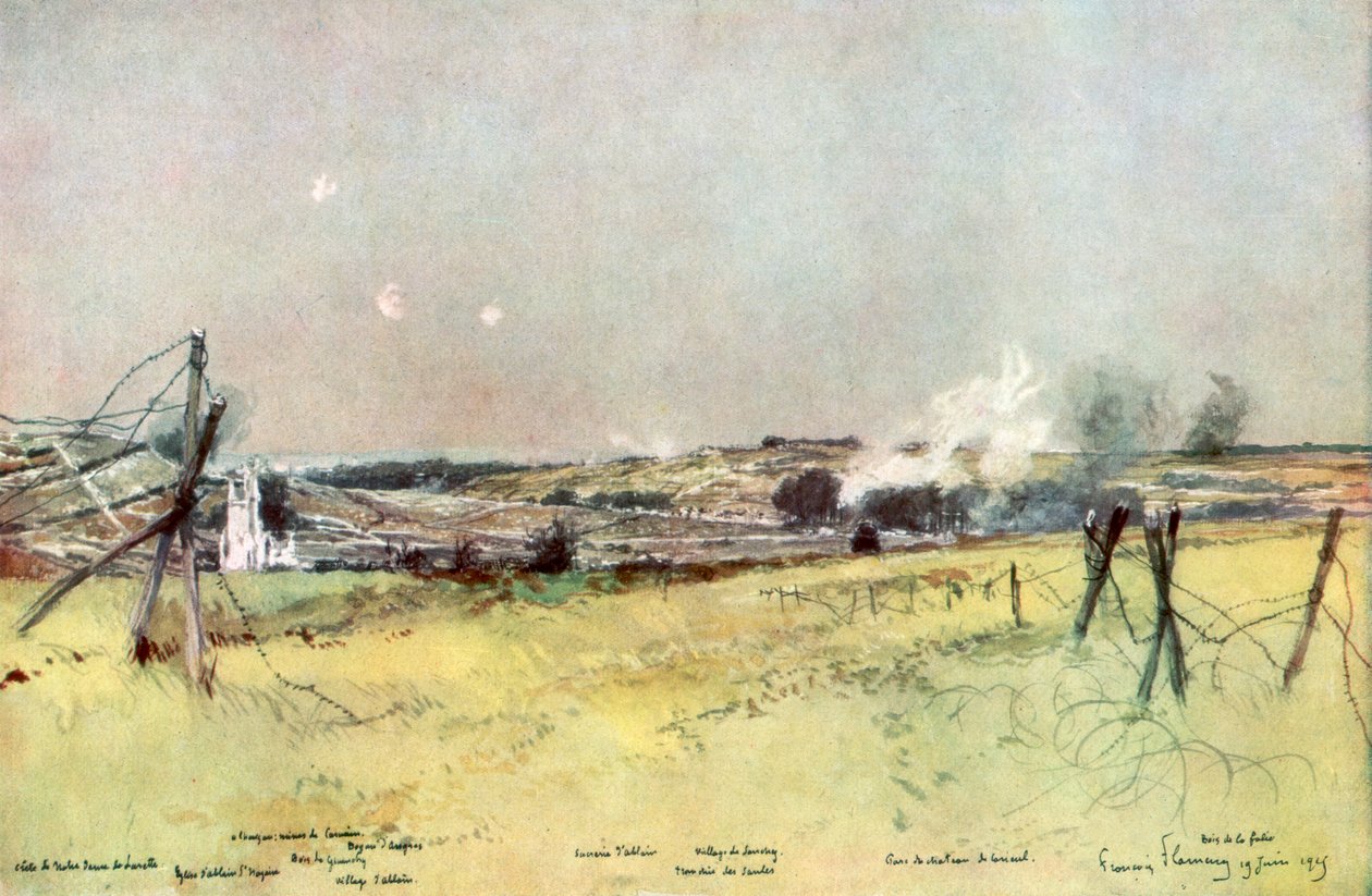 Kościół Ablain i Souchez, Artois, Francja, 19 czerwca 1915, 1926. autorstwa Francois Flameng
