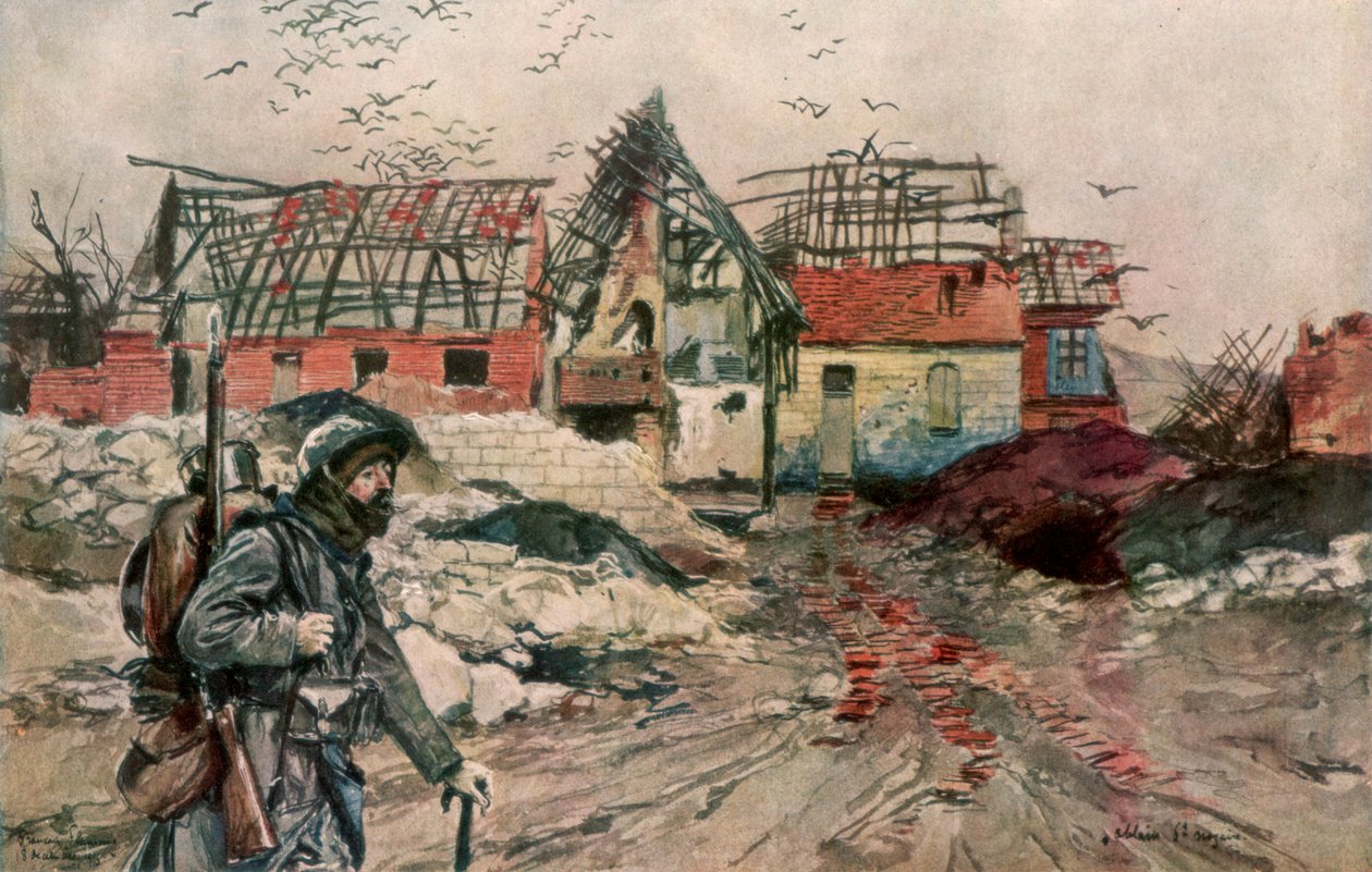 Ruiny Ablain-Saint-Nazaire, Artois, Francja, 18 grudnia 1915, 1926. autorstwa Francois Flameng