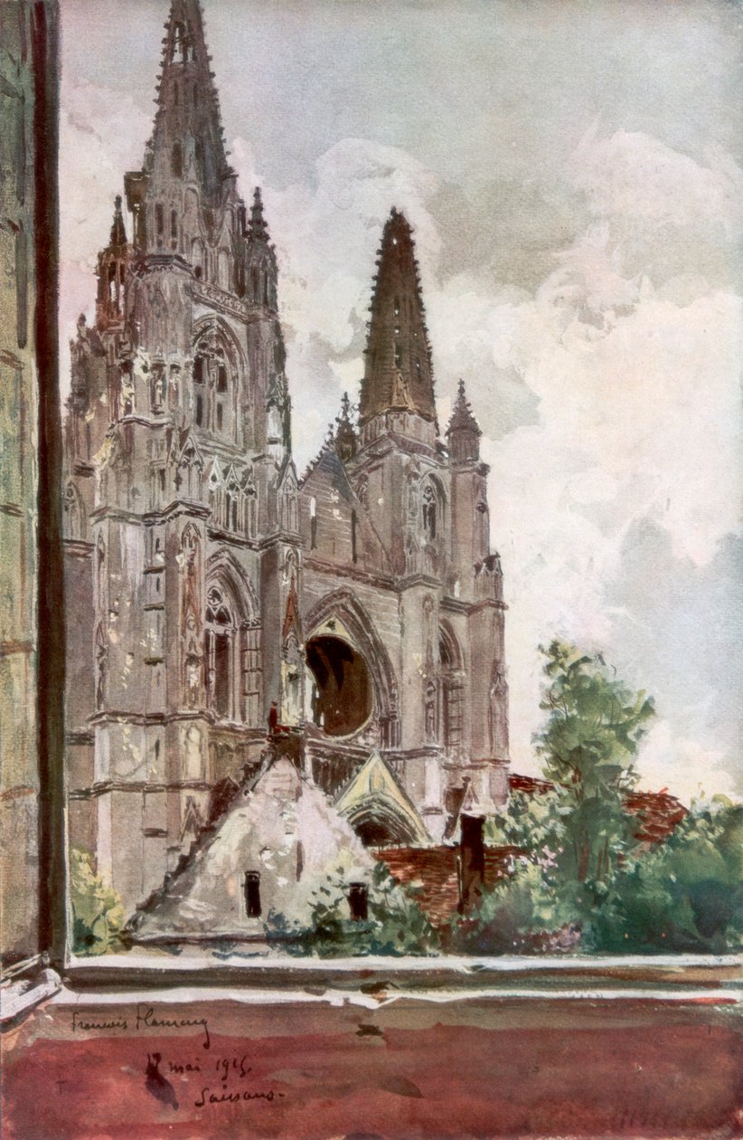 Ruiny opactwa Saint Jean des Vignes, Soissons, Francja, 17 maja 1915, 1926. autorstwa Francois Flameng