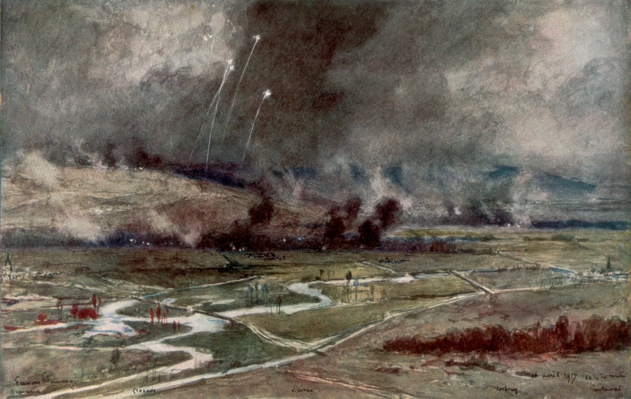 Atak na pozycje niemieckie na północ od Aisne, 16 kwietnia 1917, 1926. autorstwa Francois Flameng