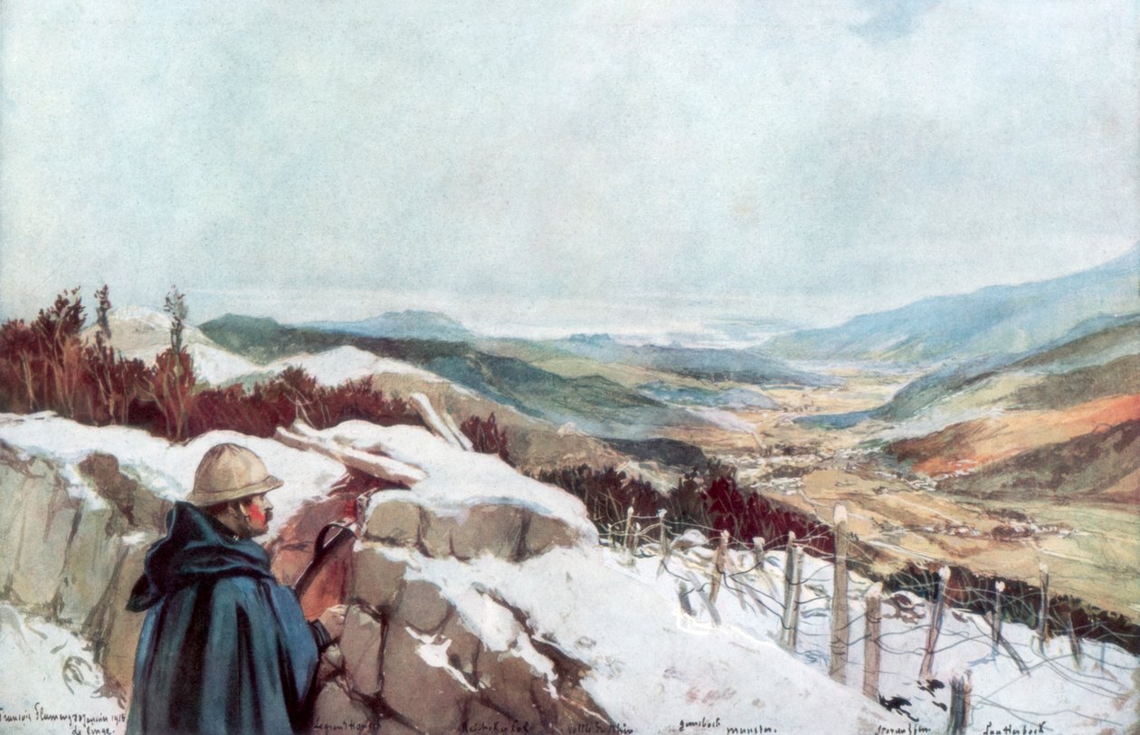 Okopy Z widokiem na dolinę Munster z Renem w oddali, styczeń 1916, 1926. autorstwa Francois Flameng