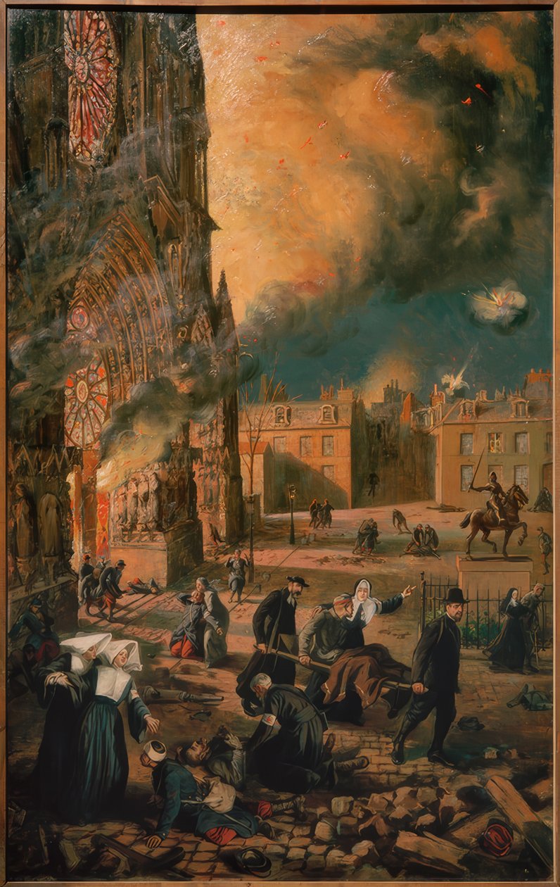 Katedra w Reims w ogniu autorstwa Francois Fournier Sarloveze