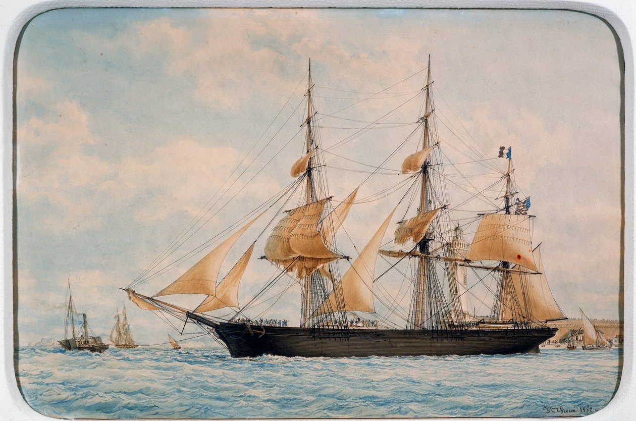 Maszynka do strzyżenia New York Ocean Herald, autorstwa Francois Roux (1811-1882), akwarela autorstwa Francois Geoffroy Roux