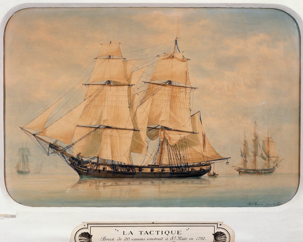 Bryg taktyczny, zbudowany w 1792 r. przez Francois Roux (1811-1882), Francja autorstwa Francois Geoffroy Roux