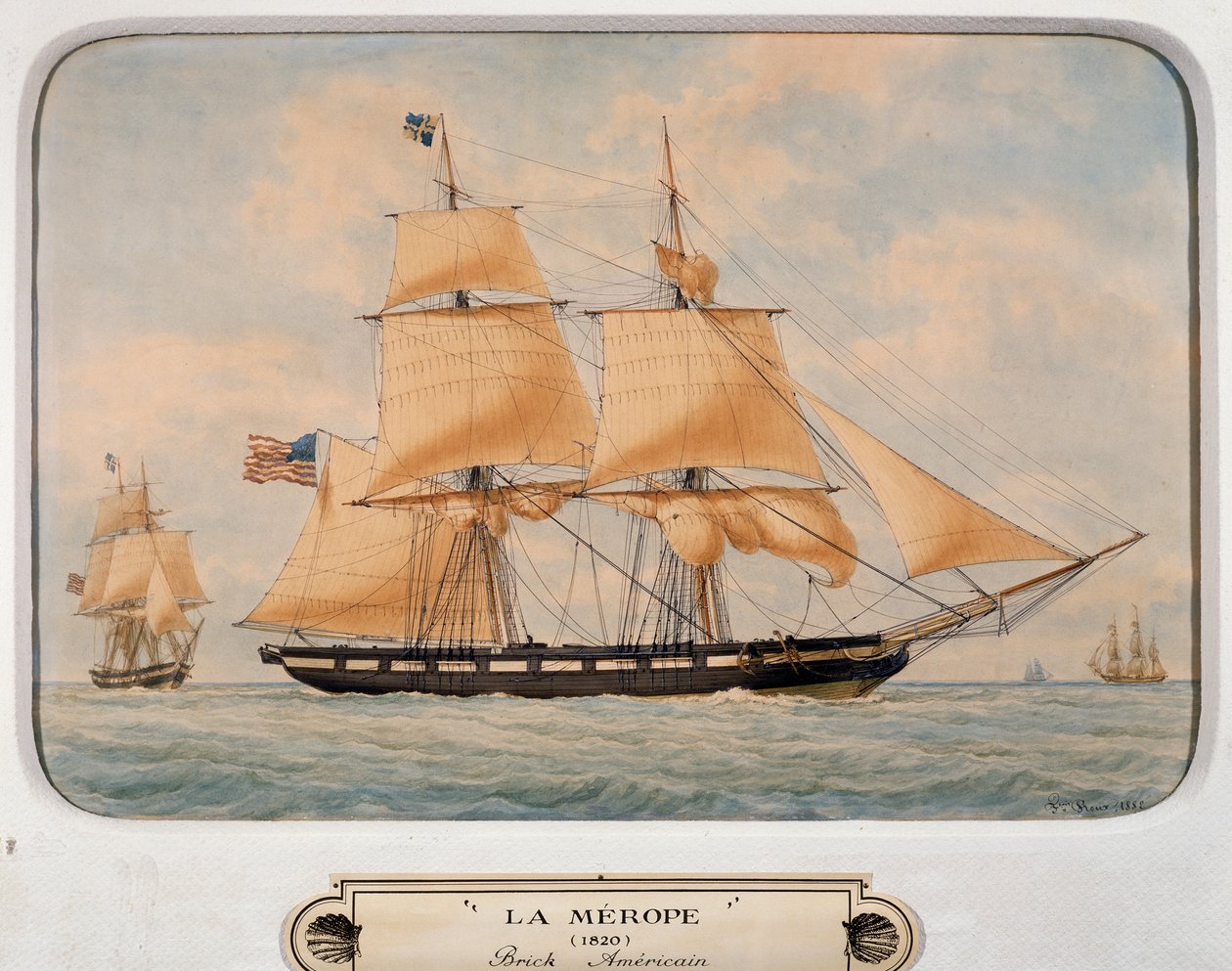 Bryg Merope, Francois Roux (1811-1882), akwarela, Francja autorstwa Francois Geoffroy Roux