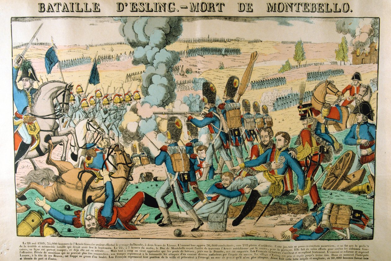 Bitwa pod Essling - Śmierć Montebello, 21 maja 1809, c1835 autorstwa Francois Georgin