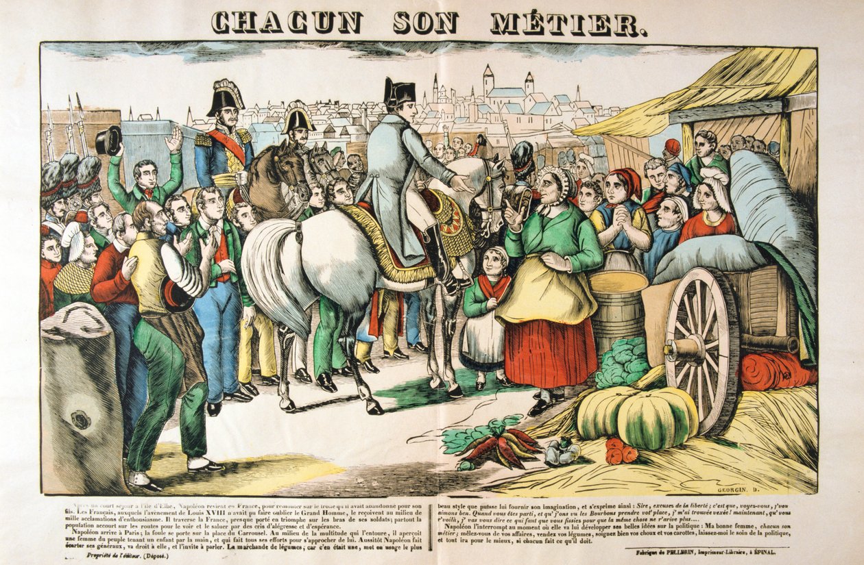 Napoleonowie wracają do Paryża z wyspy Elba, 1815, c1835 autorstwa Francois Georgin